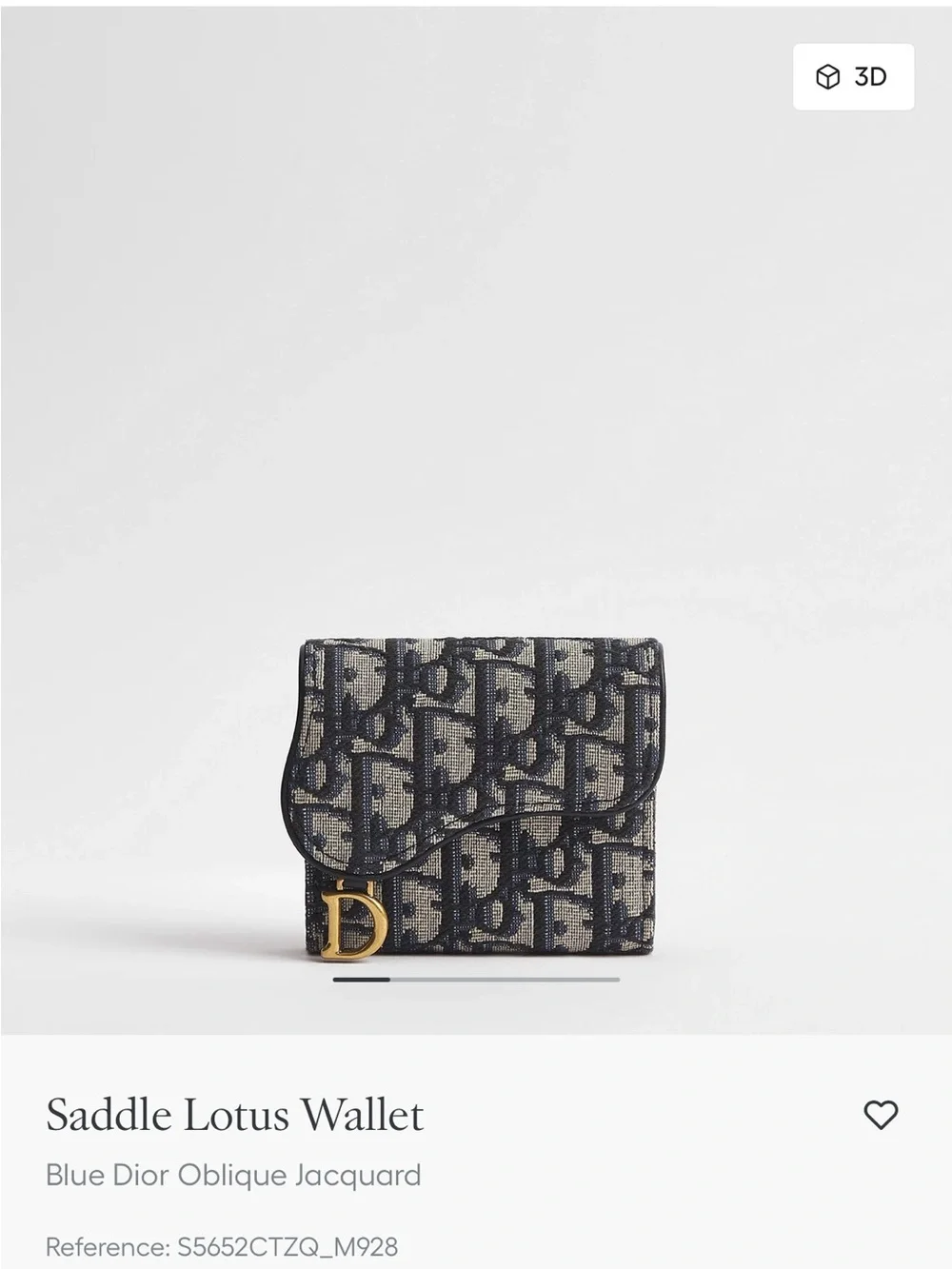 Dior Small Trifold Wallet in Navy with Gold Hardware